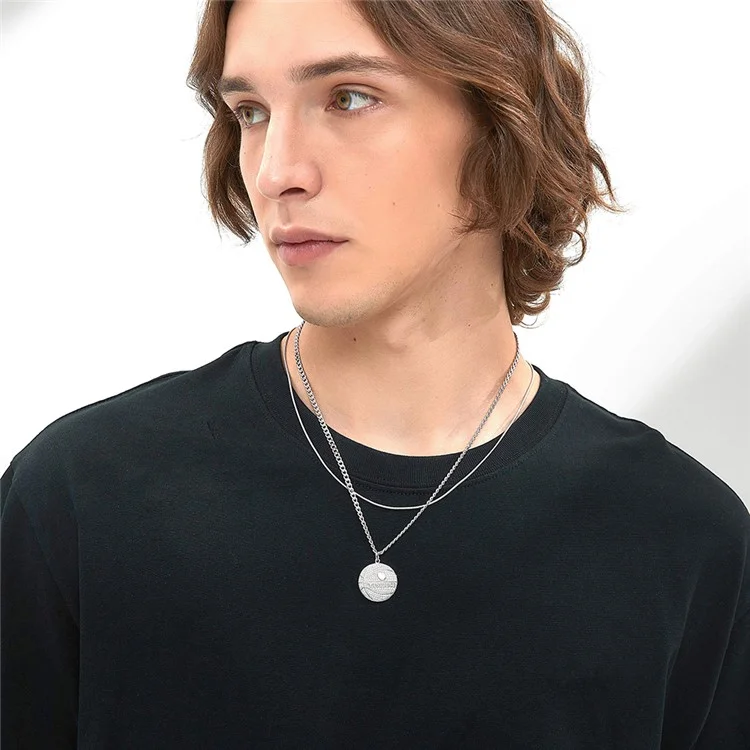 YISIXICI XL13140033 Zirconia Basketball Pendant Necklace S925 Silver Neck Jewelry (Dual Circle Chain) - Style A