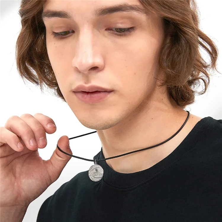 YISIXICI XL13140040 Zirconia Basketball Pendant Necklace S925 Silber Halsschmuck mit Rindsleder-Seil