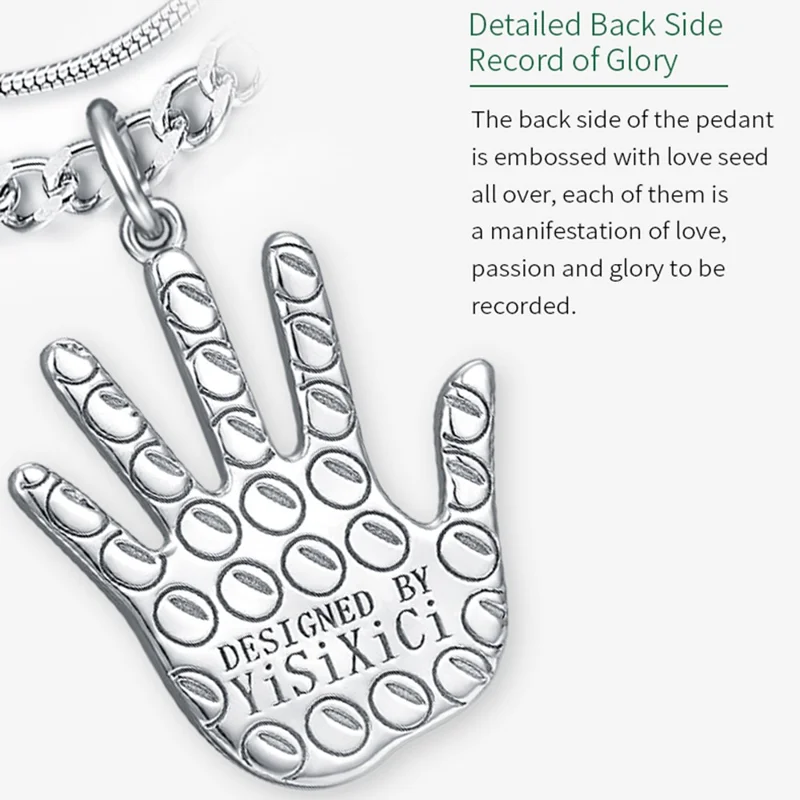 YISIXICI XL13140032 Collana con Pendente a Forma di Mano da Basket in Argento 925 (Doppia Catena Circolare) - Stile B