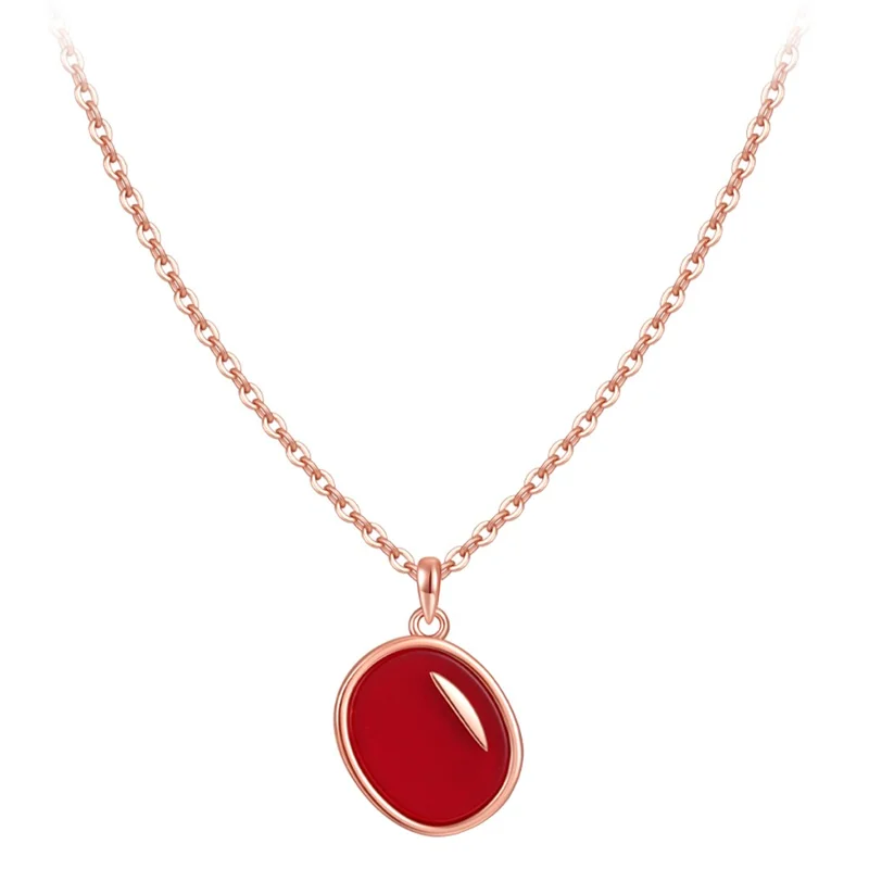 YISIXICI XL13140027 Agate Pendant Necklace Neck Jewelry Birthday Gift - Red