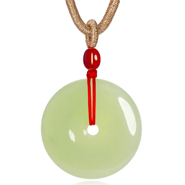YISIXICI XL13140065 Nephrite Jade Pendant Necklace Lucky Charm Neck Jewelry Good Luck Birthday Gift - Red Rope