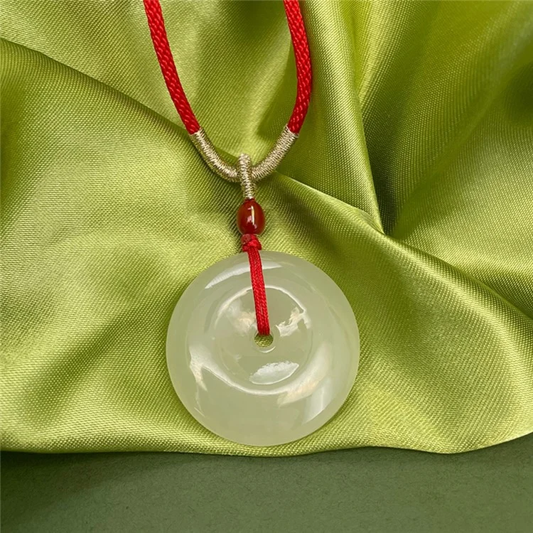 YISIXICI XL13140065 Nephrite Jade Pendant Necklace Lucky Charm Neck Jewelry Good Luck Birthday Gift - Red Rope