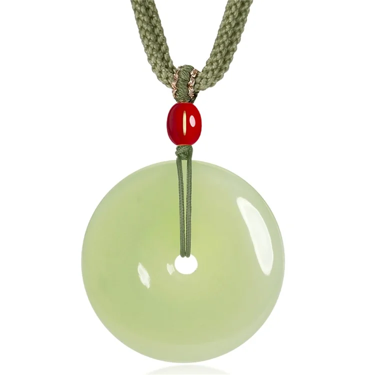 YISIXICI XL13140065 Nephrite Jade Pendant Necklace Lucky Charm Neck Jewelry Good Luck Birthday Gift - Green Rope
