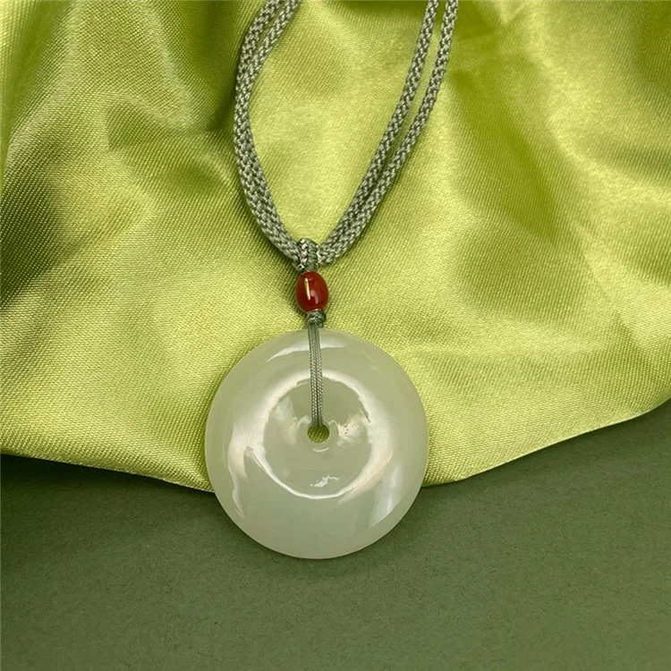 YISIXICI XL13140065 Nephrite Jade Pendant Necklace Lucky Charm Neck Jewelry Good Luck Birthday Gift - Green Rope