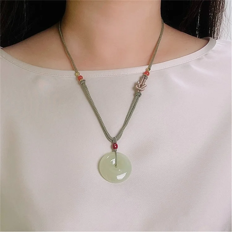 YISIXICI XL13140065 Nephrite Jade Pendant Necklace Lucky Charm Neck Jewelry Good Luck Birthday Gift - Green Rope