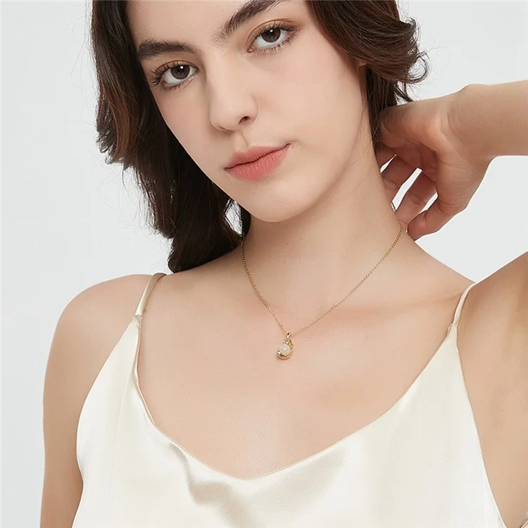 YISIXICI XL13140056 Lucky Halskette Chinesischer Drache Umarmung Perle Hals Schmuck Geschenk für Frauen - Nephrit / Silber