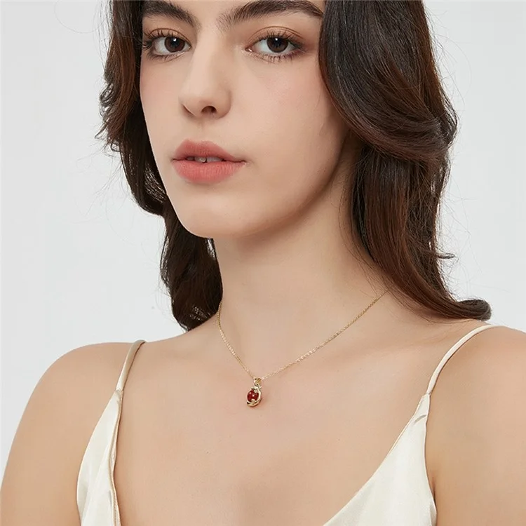 YISIXICI XL13140056 Lucky Halskette Chinesischer Drache Umarmung Perle Hals Schmuck Geschenk für Frauen - Nephrit / Silber