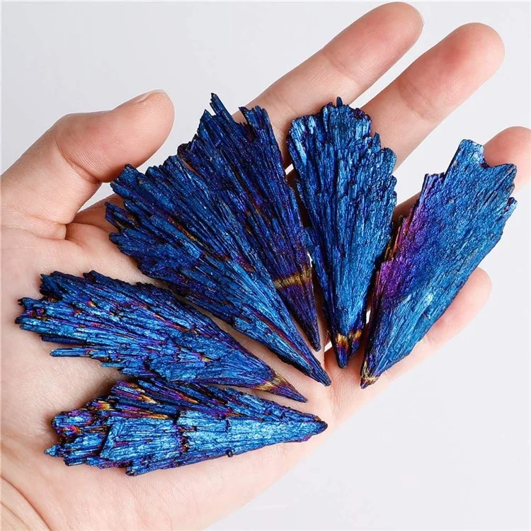 10pcs / Pacote de Penas de Penas de Pavão Negra Natural Turmalina Com Pendente de Turmalina Colorida Eletroplatada, 3cm 5-10g