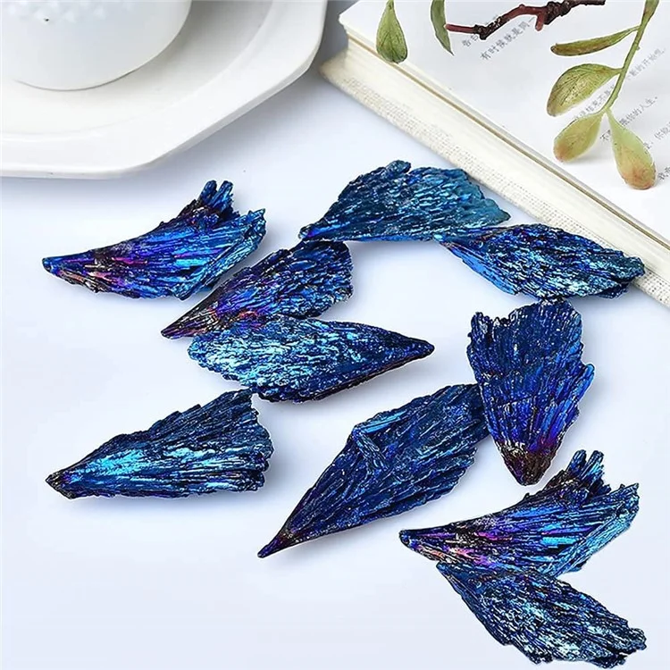 10pcs / Pacote de Penas de Penas de Pavão Negra Natural Turmalina Com Pendente de Turmalina Colorida Eletroplatada, 3cm 5-10g