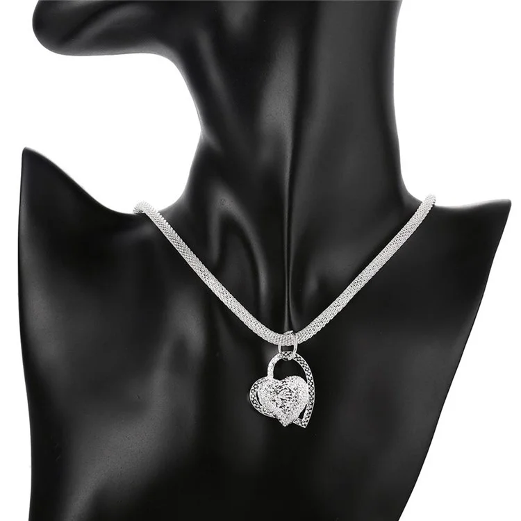 N270 Trendy Heart Silver Plated Necklace Chain Pendant for Girl Lady Women