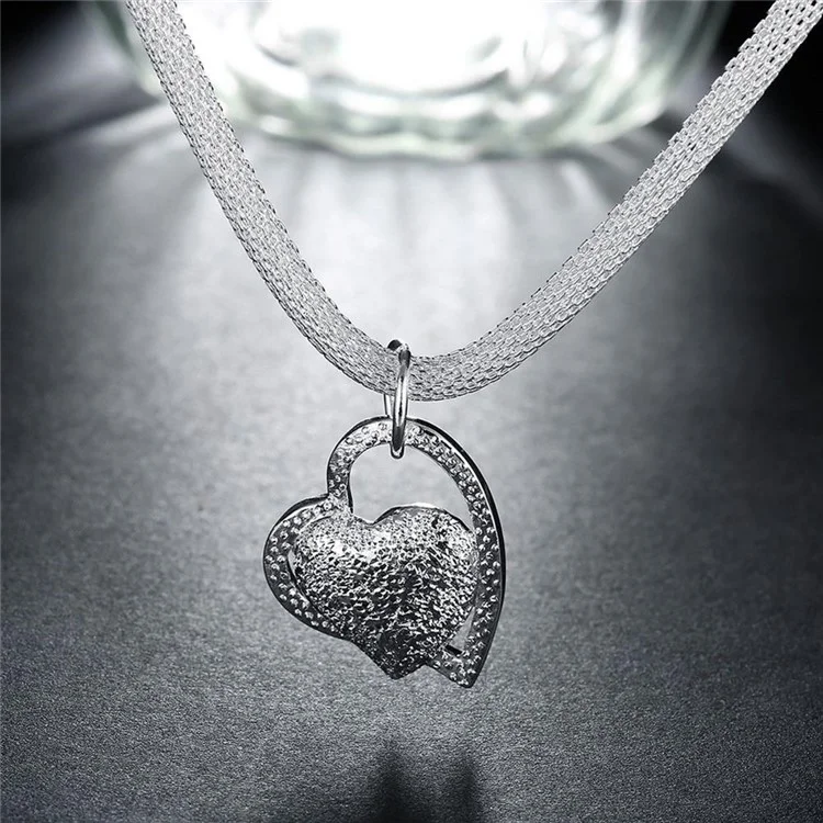 N270 Trendy Heart Silver Plated Necklace Chain Pendant for Girl Lady Women