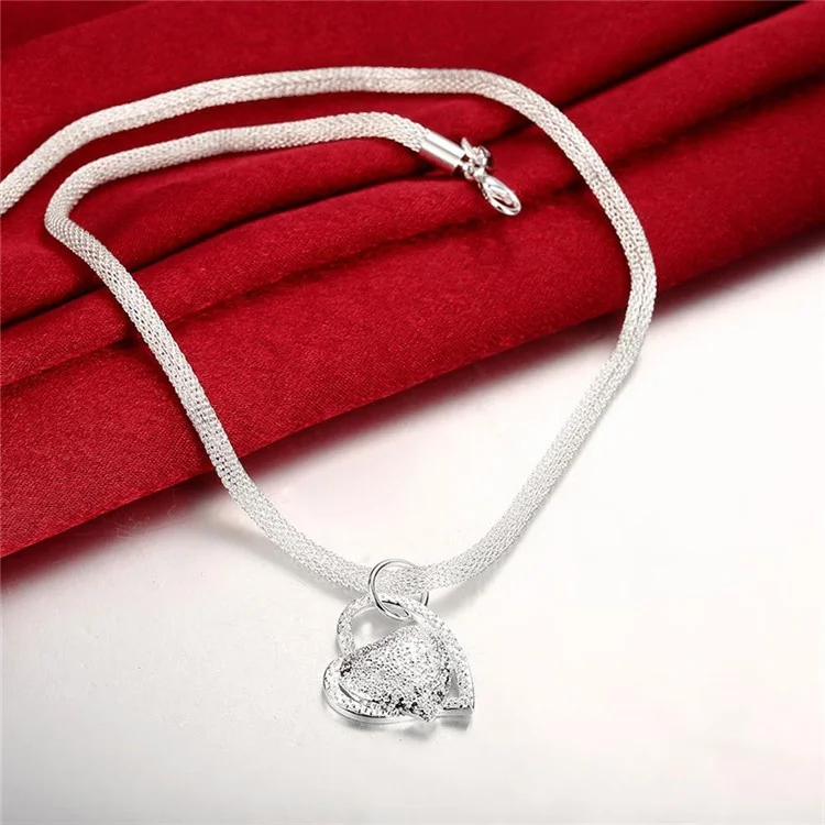 N270 Trendy Heart Silver Plated Necklace Chain Pendant for Girl Lady Women