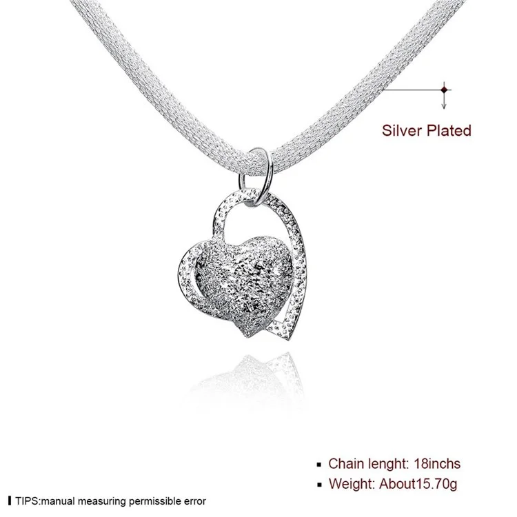 N270 Trendy Heart Silver Plated Necklace Chain Pendant for Girl Lady Women