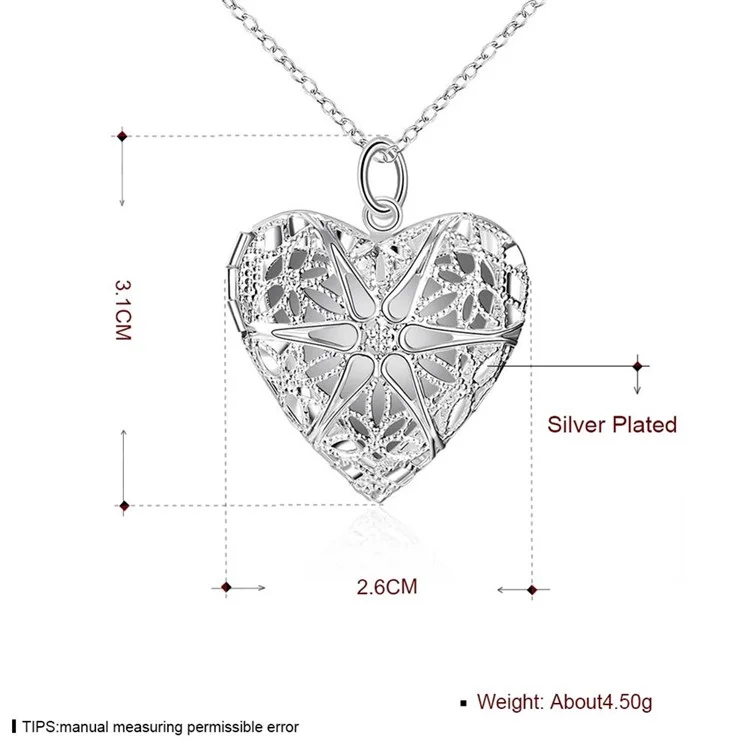 P185 Fashion Silver Plated Love Heart Shaped Photo Locket Frame Pendant