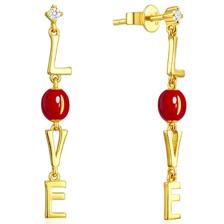 YISIXICI ED13140009 1 Paio di ONLY LOVE Orecchini da Donna in Argento S925 con Catena Pendente Gioielli