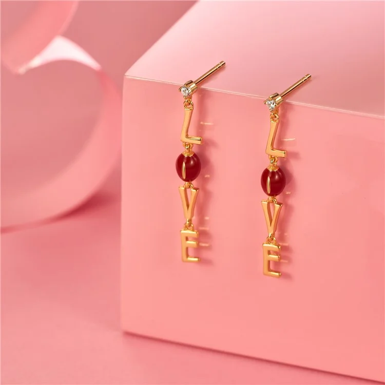 YISIXICI ED13140009 1 Paio di ONLY LOVE Orecchini da Donna in Argento S925 con Catena Pendente Gioielli