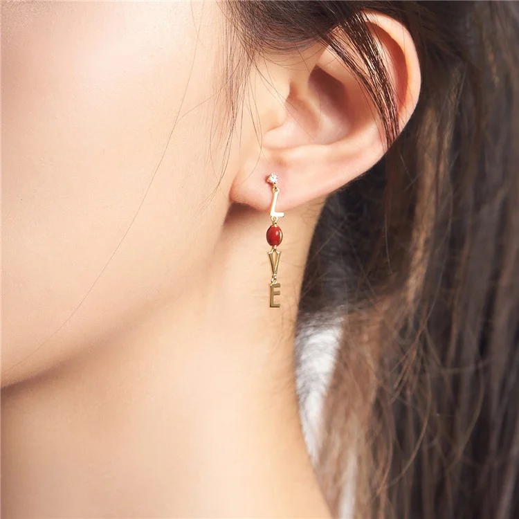 YISIXICI ED13140009 1 Paio di ONLY LOVE Orecchini da Donna in Argento S925 con Catena Pendente Gioielli