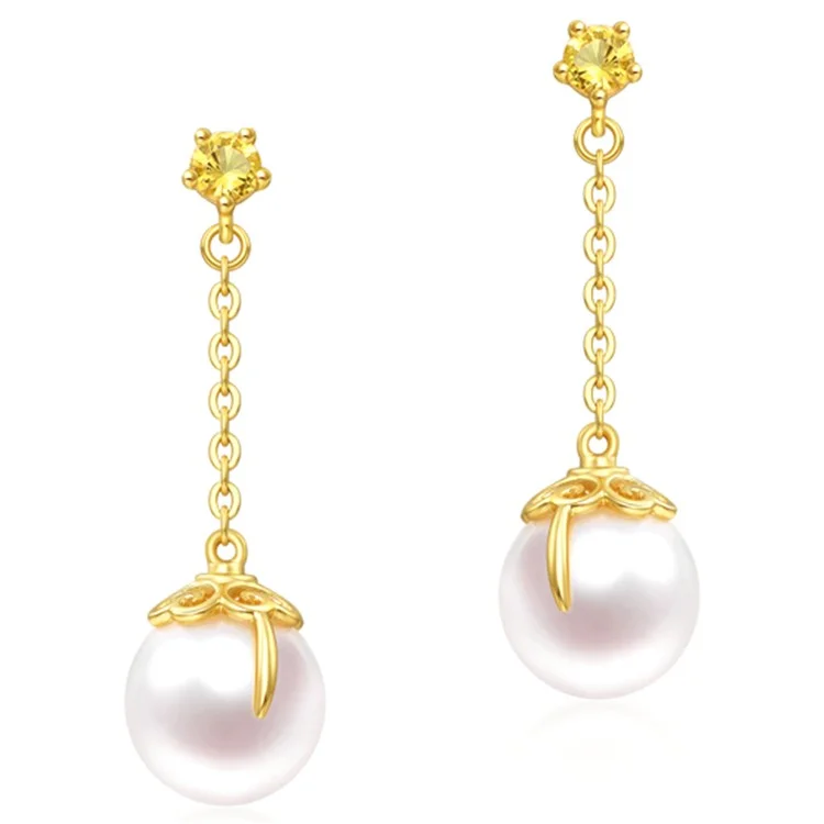YISIXICI ED13140011 1 paio di orecchini di perle da donna in argento S925 a catena pendente, gioielli per le orecchie