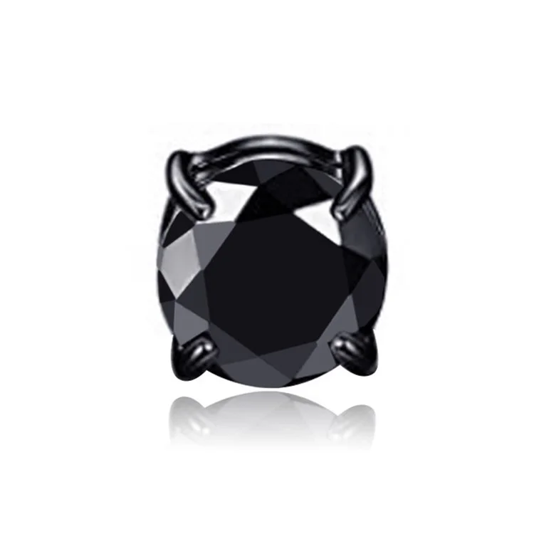 A00899 Boucle d'oreille magnétique en acier inoxydable et zircon 8 mm pour hommes et femmes - Noir / Diamant noir