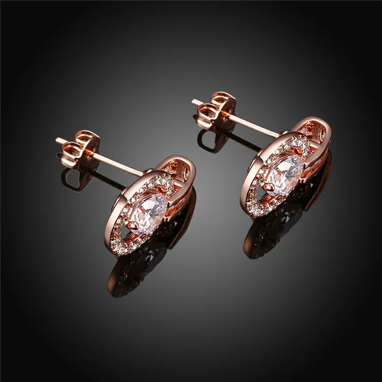 E943 Rose Gold Plated Zircon Women Luxury Earrings