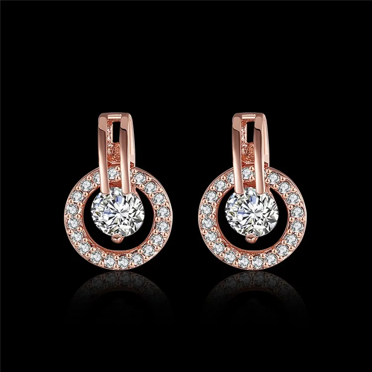 E943 Rose Gold Plated Zircon Women Luxury Earrings