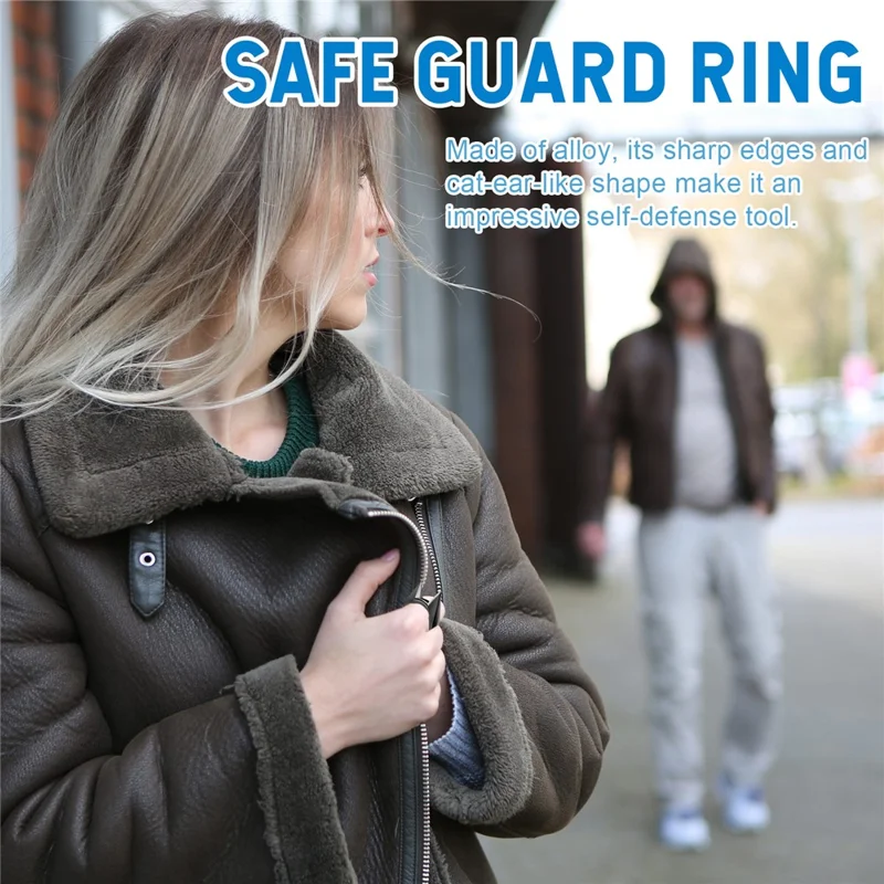 JUE-FISH JUB06-A044-1-BK1 Cat Ears Design Self Defense Finger Ring Window Breaker Outdoor Survival Tool - Gold