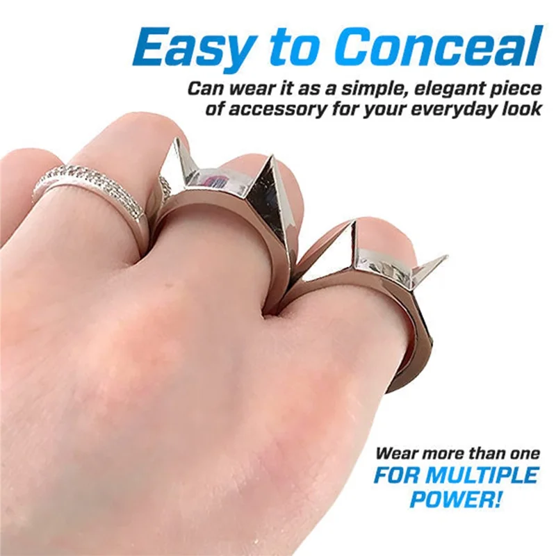 JUE-FISH JUB06-A044-1-BK1 Cat Ears Design Self Defense Finger Ring Window Breaker Outdoor Survival Tool - Gold