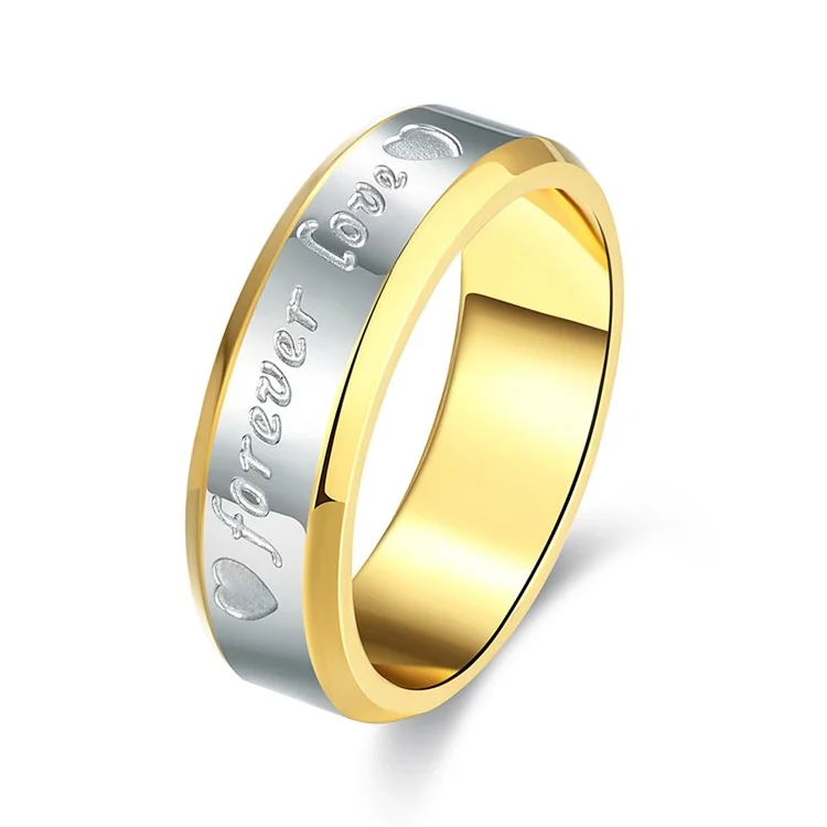 Forever Love Two-color Classical Men Steel Ring - Size: 6