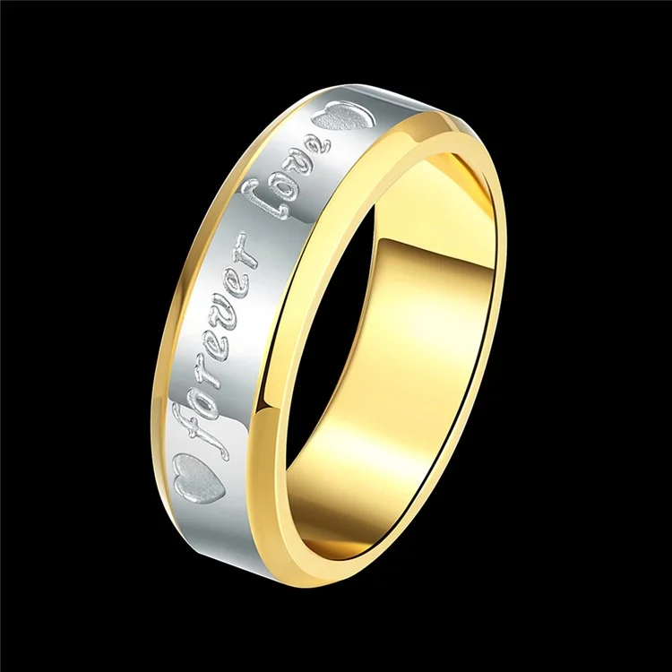 Forever Love Two-color Classical Men Steel Ring - Size: 6