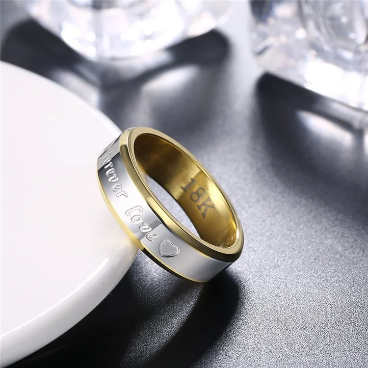 Forever Love Two-color Classical Men Steel Ring - Size: 6