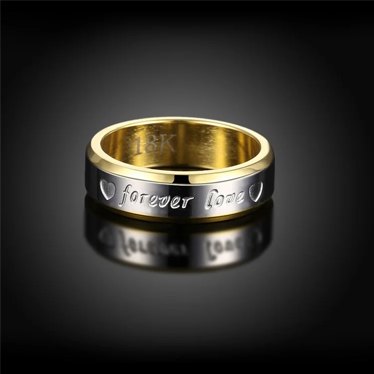 Forever Love Two-color Classical Men Steel Ring - Size: 6