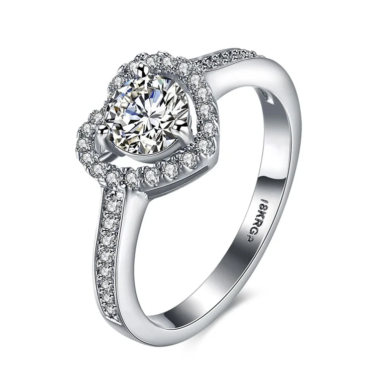 PR807-C-8 Shiny Women Platinum Plated Zirconia Wedding Ring - Size 7