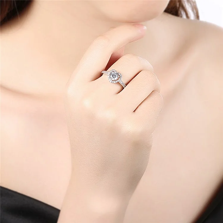 PR807-C-8 Shiny Women Platinum Plated Zirconia Wedding Ring - Size 7