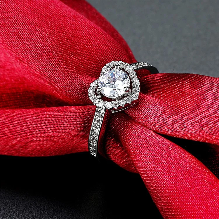 PR807-C-8 Shiny Women Platinum Plated Zirconia Wedding Ring - Size 7