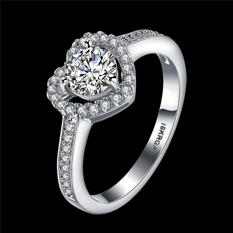 PR807-C-8 Shiny Women Platinum Plated Zirconia Wedding Ring - Size 7