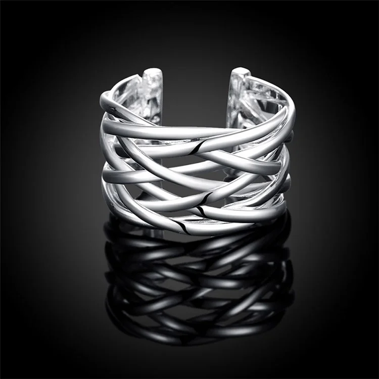 Woven Pattern Geometry Design Classical Adjustable Copper Ring