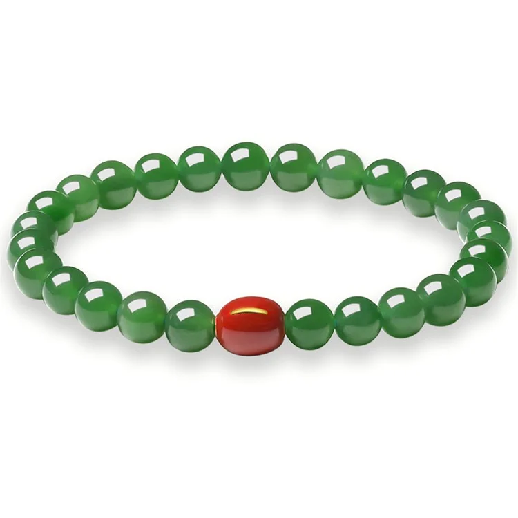YISIXICI ZL13140001 Pulsera de jade verde natural Joyería de cuentas para la muñeca Regalo de cumpleaños - M