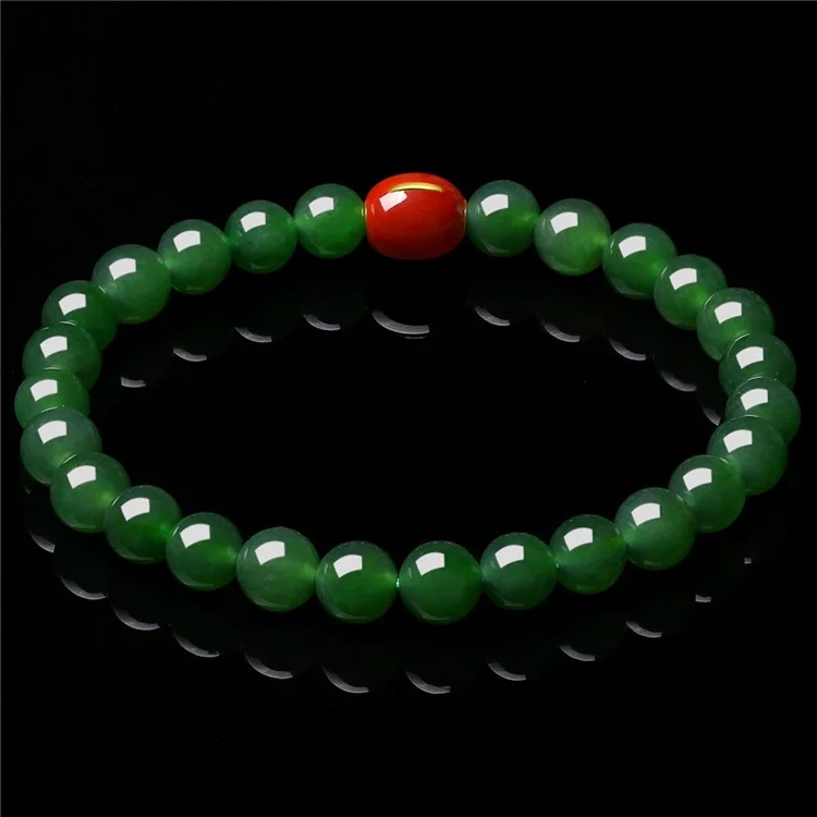 YISIXICI ZL13140001 Pulsera de jade verde natural Joyería de cuentas para la muñeca Regalo de cumpleaños - M