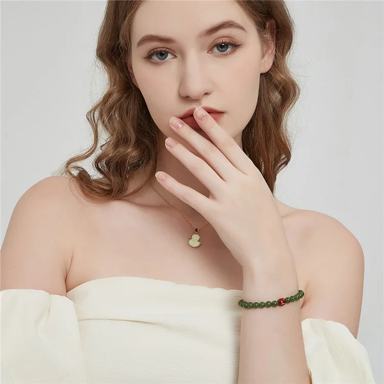 YISIXICI ZL13140001 Pulsera de jade verde natural Joyería de cuentas para la muñeca Regalo de cumpleaños - M