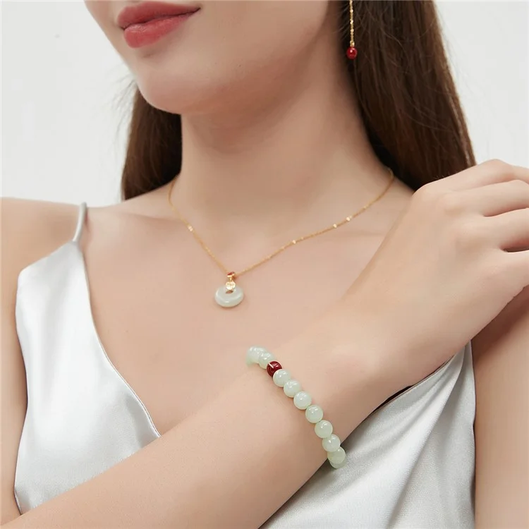 YISIXICI ZL13140002 Pulsera de jade Joya natural de cuentas para la muñeca Regalo de cumpleaños - M