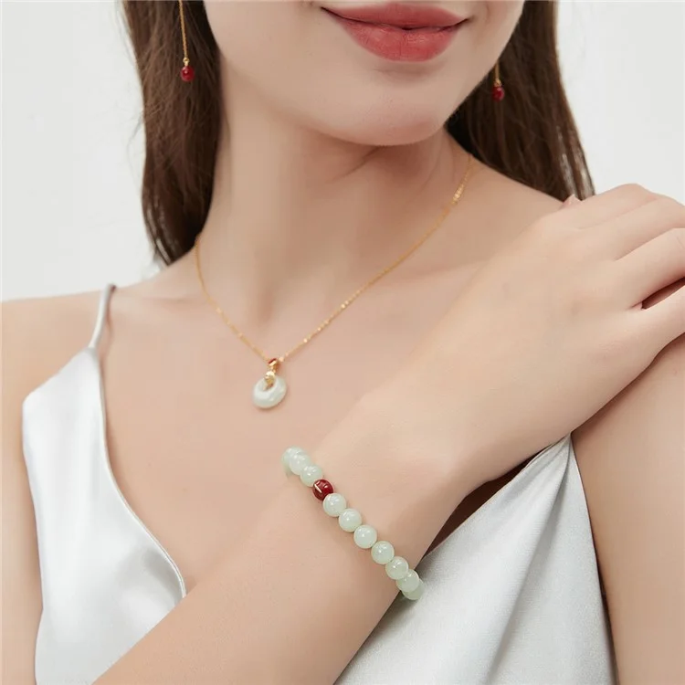 YISIXICI ZL13140002 Pulsera de jade Joya natural de cuentas para la muñeca Regalo de cumpleaños - M