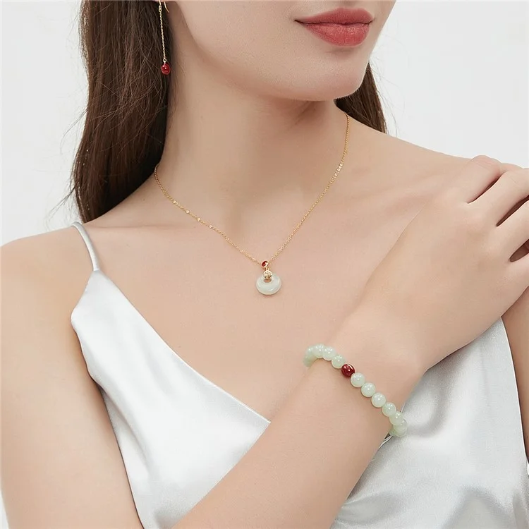 YISIXICI ZL13140002 Pulsera de jade Joya natural de cuentas para la muñeca Regalo de cumpleaños - M