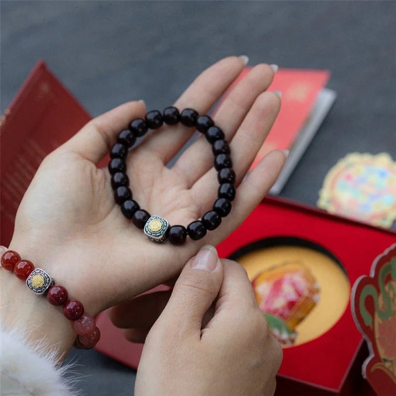 Pulsera del Año Nuevo Lunar 2025 para el Signo de la Serpiente, Amuleto de la Buena Suerte para Hombres, Joya Auspiciosa de Feng Shui