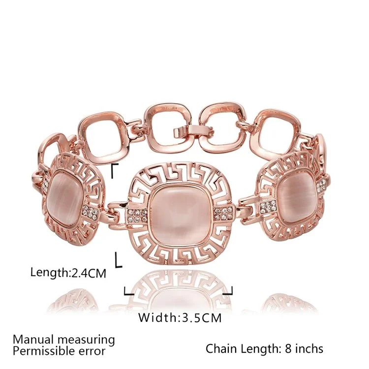 B074 18K Rose Gold Plated Women's Bracelet Crystal Geometric Bangle