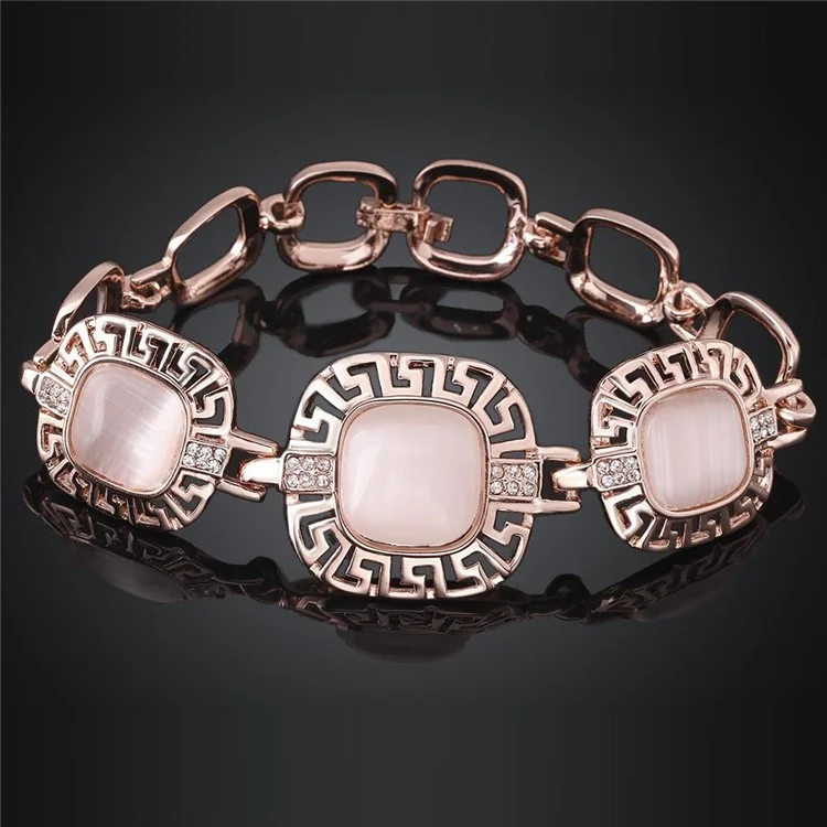 B074 18K Rose Gold Plated Women's Bracelet Crystal Geometric Bangle