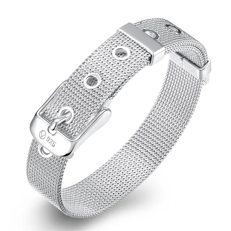 10mm WatchBand Style Silver Plated Mesh Bracelet Chain