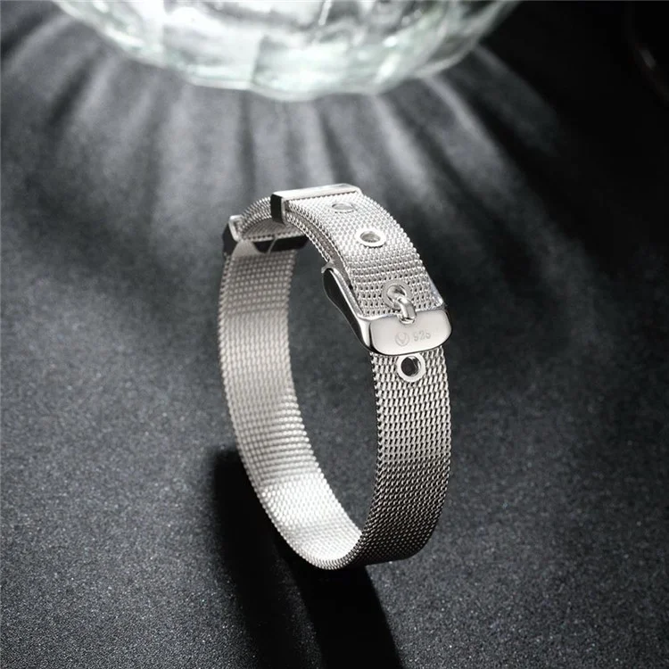 10mm WatchBand Style Silver Plated Mesh Bracelet Chain