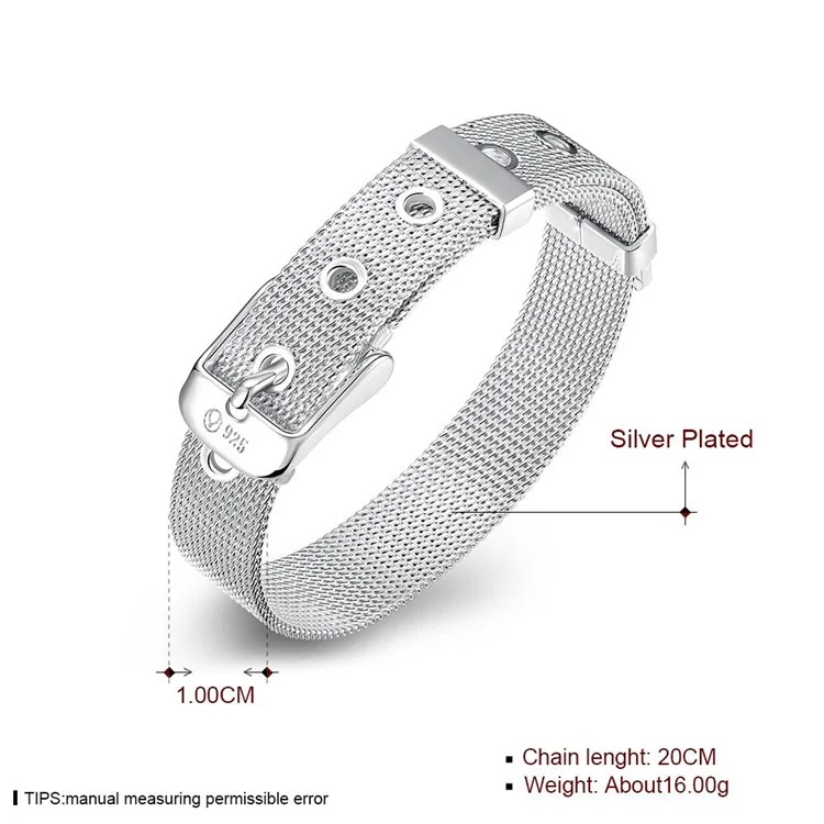 10mm WatchBand Style Silver Plated Mesh Bracelet Chain