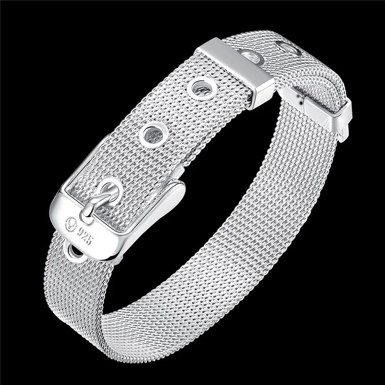 10mm WatchBand Style Silver Plated Mesh Bracelet Chain