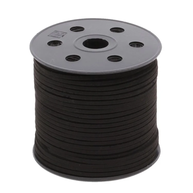 18m Long Micro-Fiber Faux Leather Suede Cord for Bracelet Necklace Beading Jewelry Making, Size: 2.7 x 1.5mm - Black